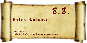 Balek Barbara névjegykártya